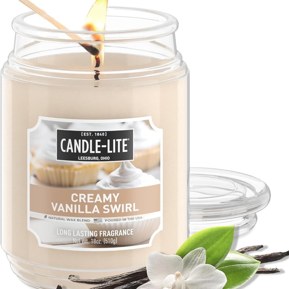 Fall Scented Candles, Creamy Vanilla Swirl, 18 oz Jar, Proudly Poured in The , A
